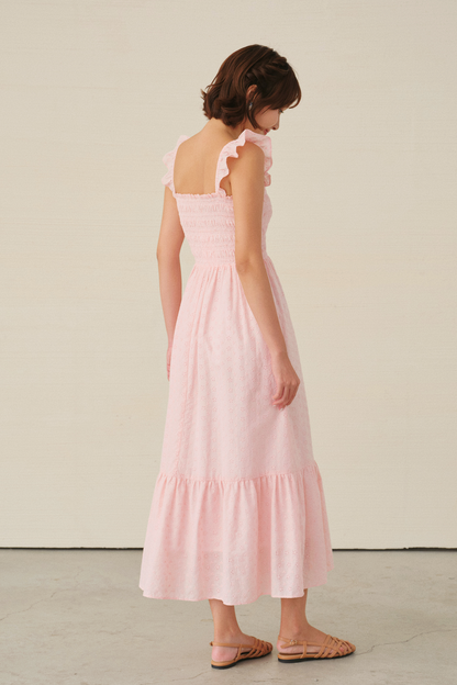 Rym dress in pink embroidered