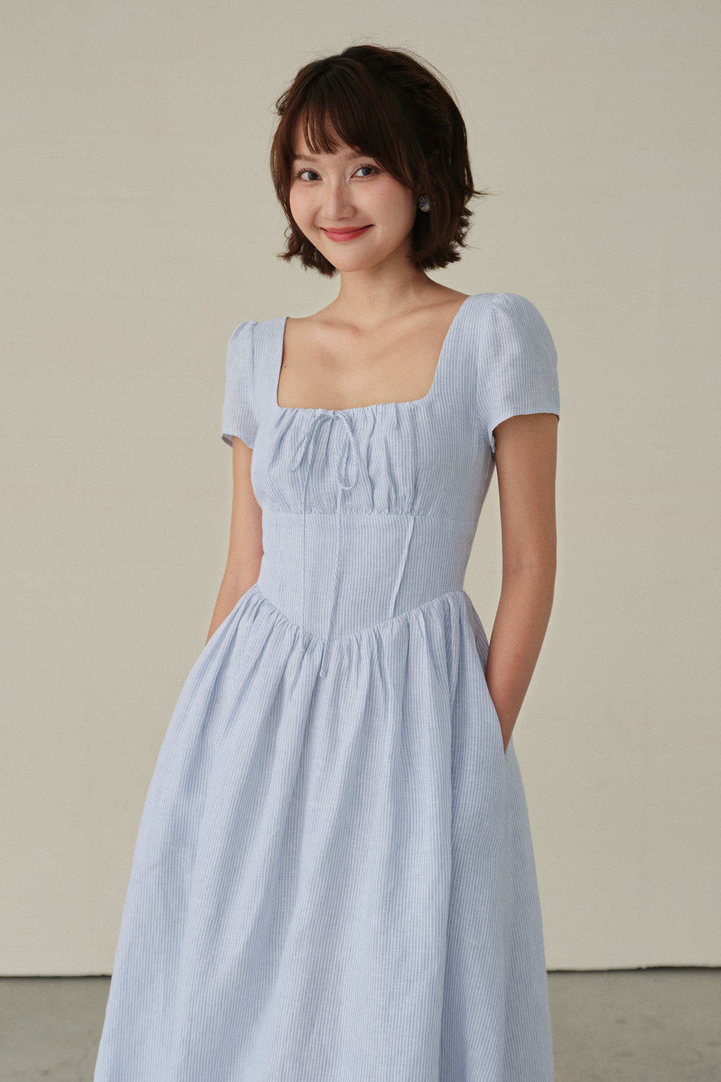 Hannah dress in Blue stripes