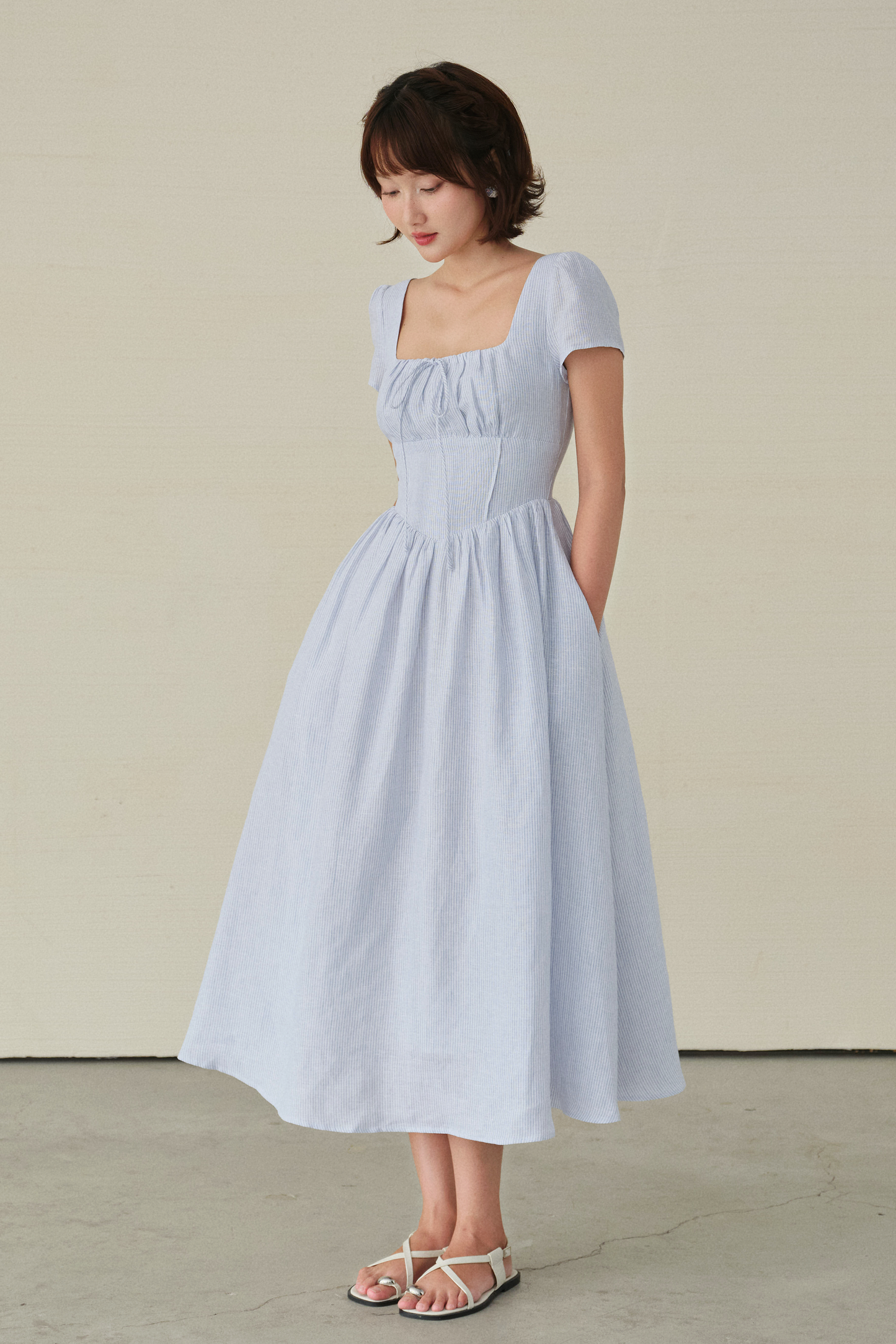 Hannah dress in Blue stripes
