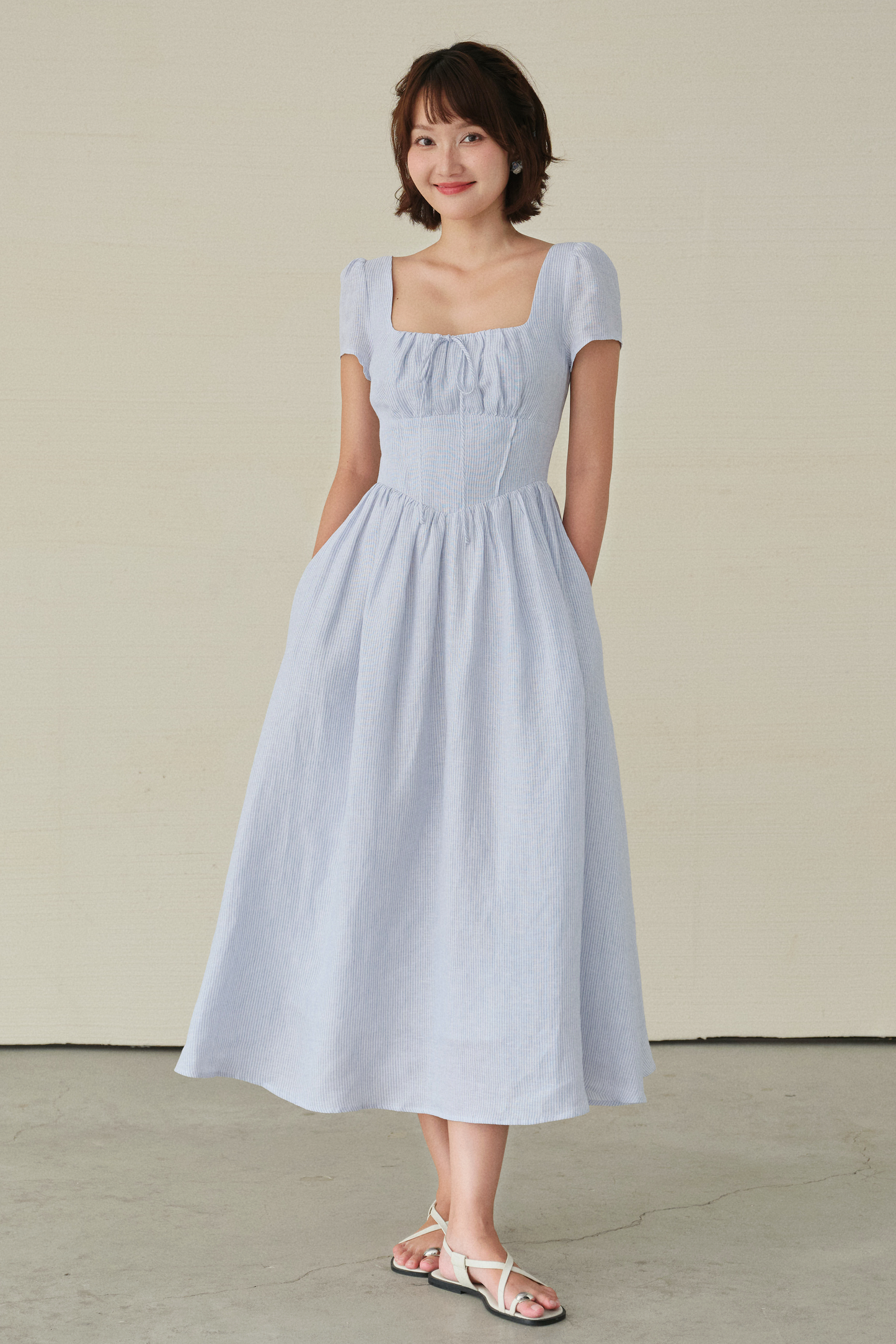 Hannah dress in Blue stripes