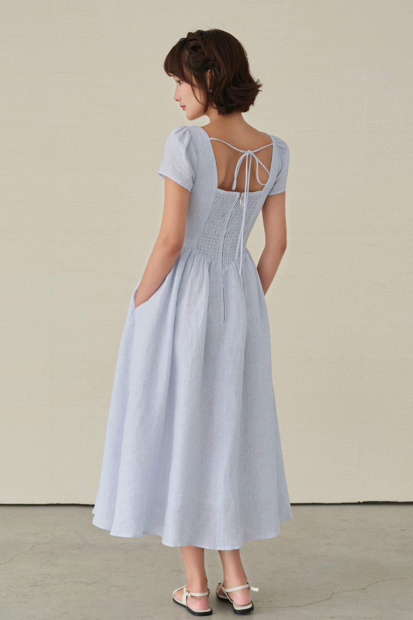 Hannah dress in Blue stripes
