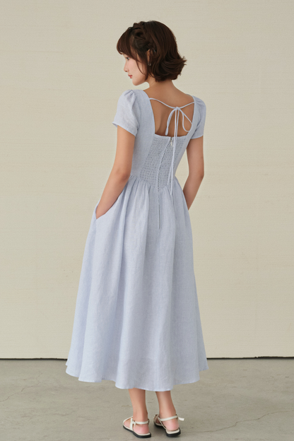 Hannah dress in Blue stripes