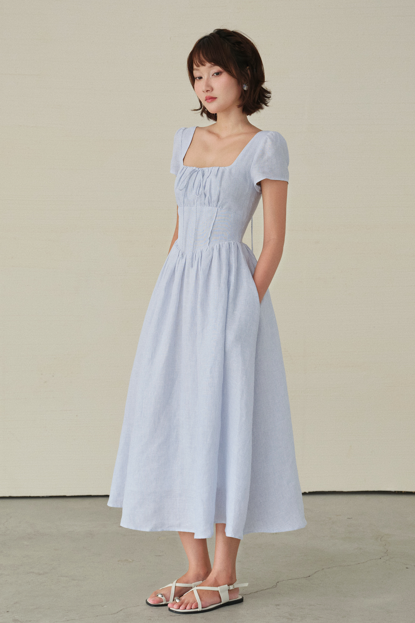 Hannah dress in Blue stripes