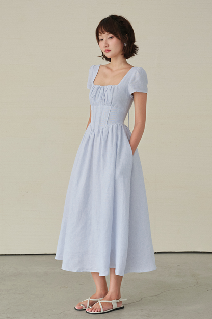 Hannah dress in Blue stripes
