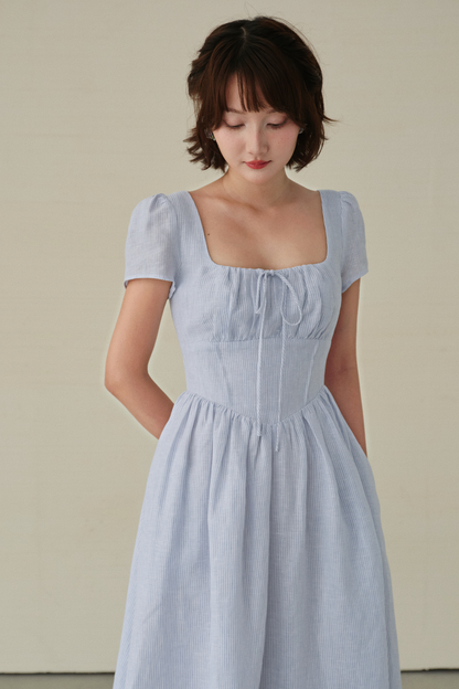 Hannah dress in Blue stripes