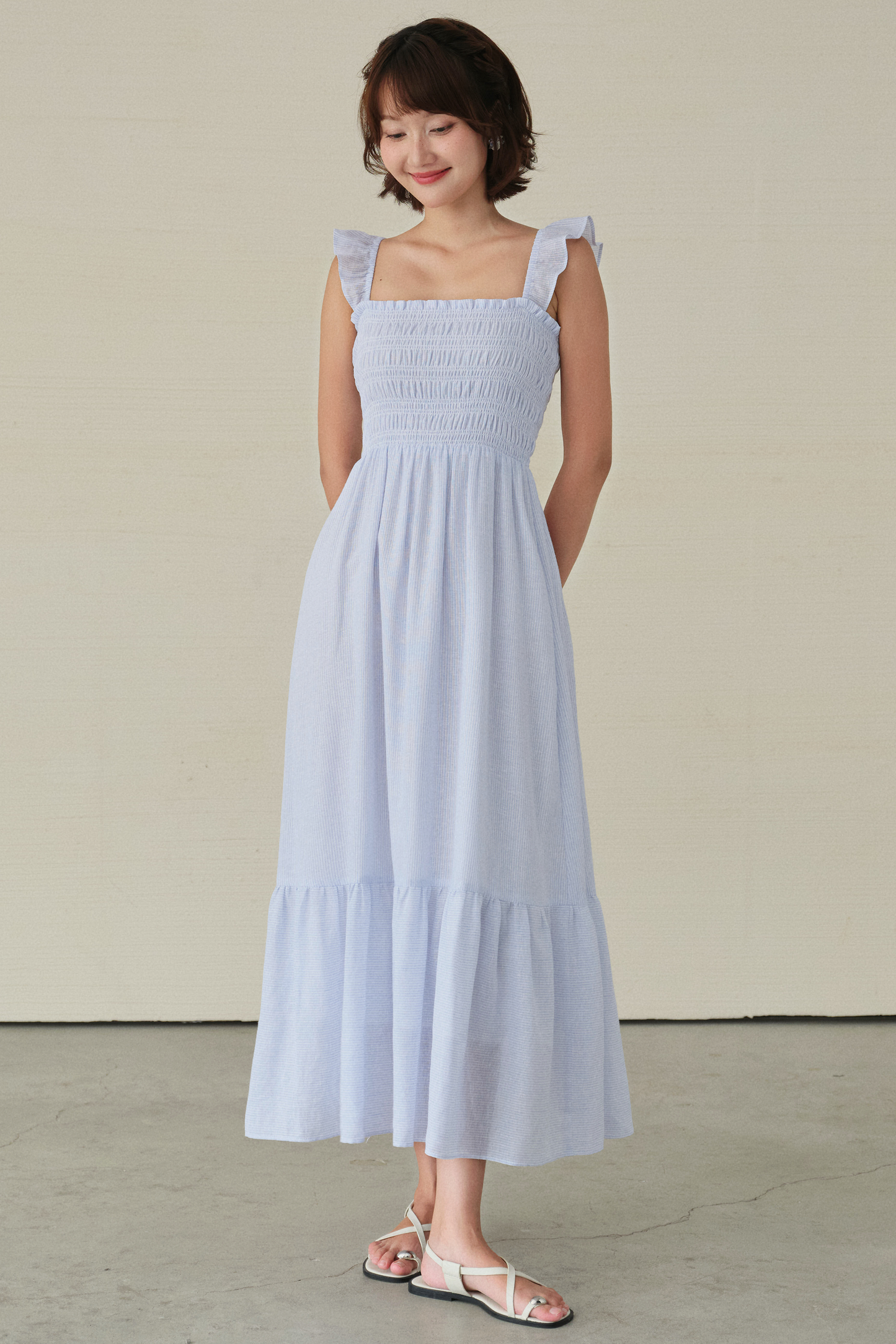 Rym dress in light blue stripes