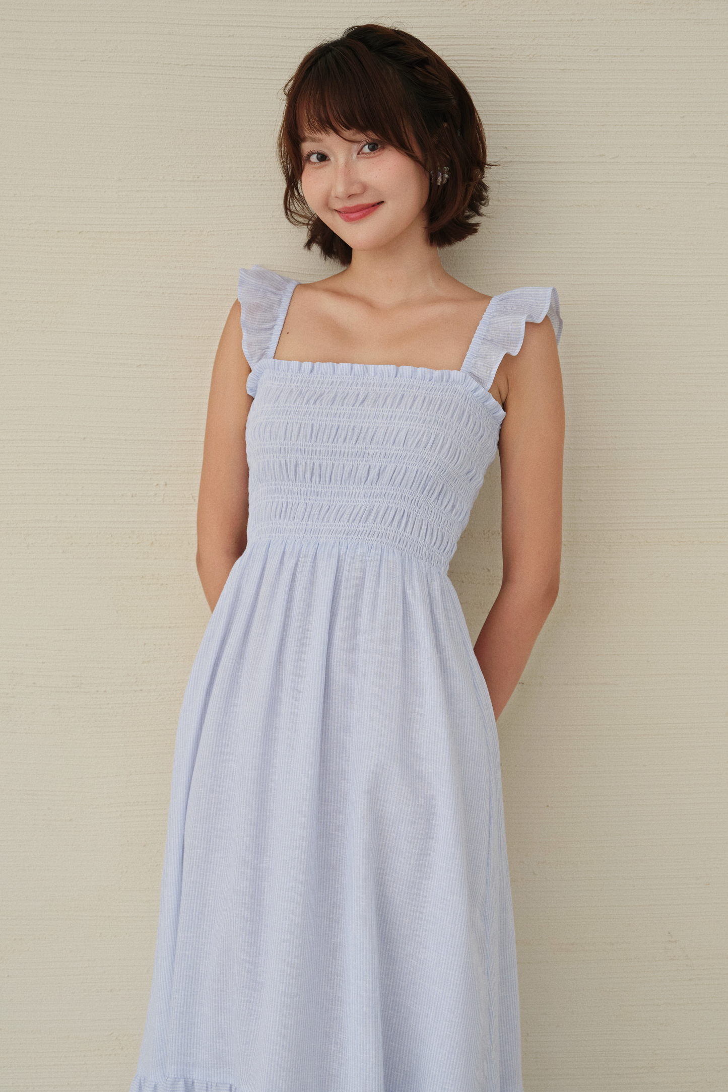 Rym dress in light blue stripes
