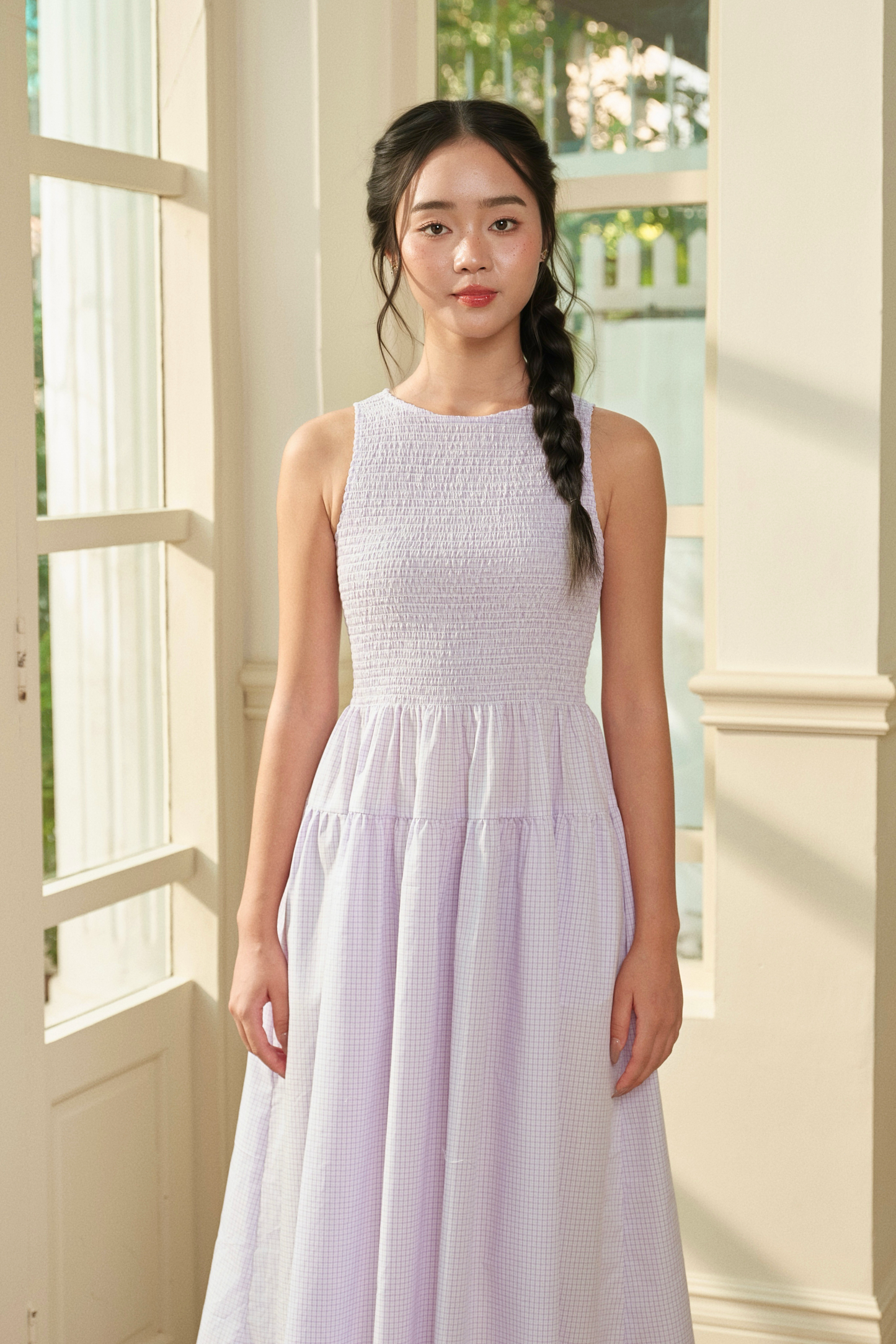 Đầm Camille midi - Lilac Check