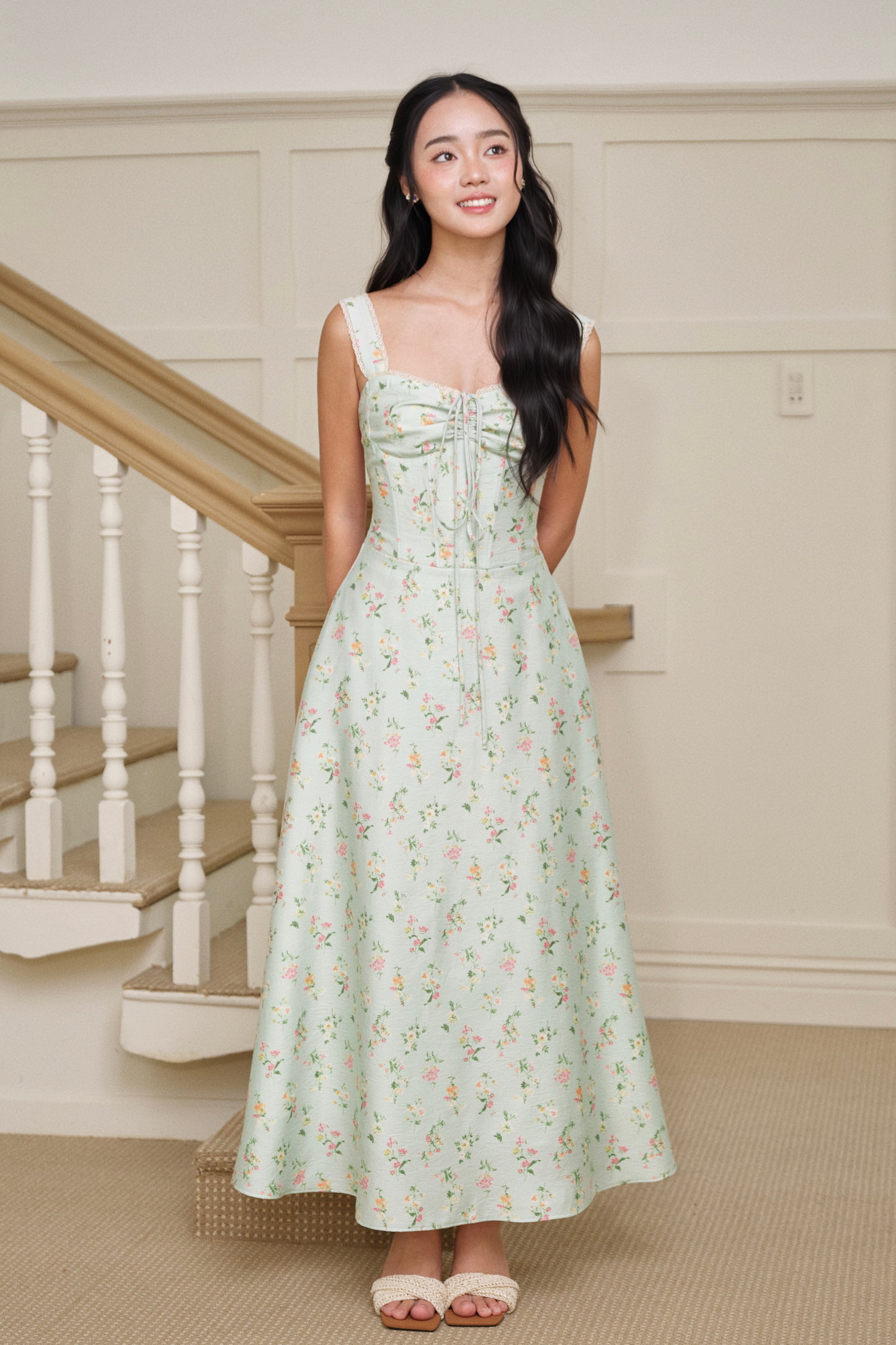 Adeline dress in Green Briar