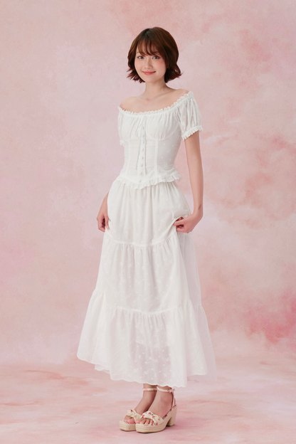 Alex-Coline set in White Embroidered Cotton