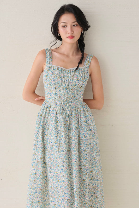 Đầm Anais hoa nhí xanh