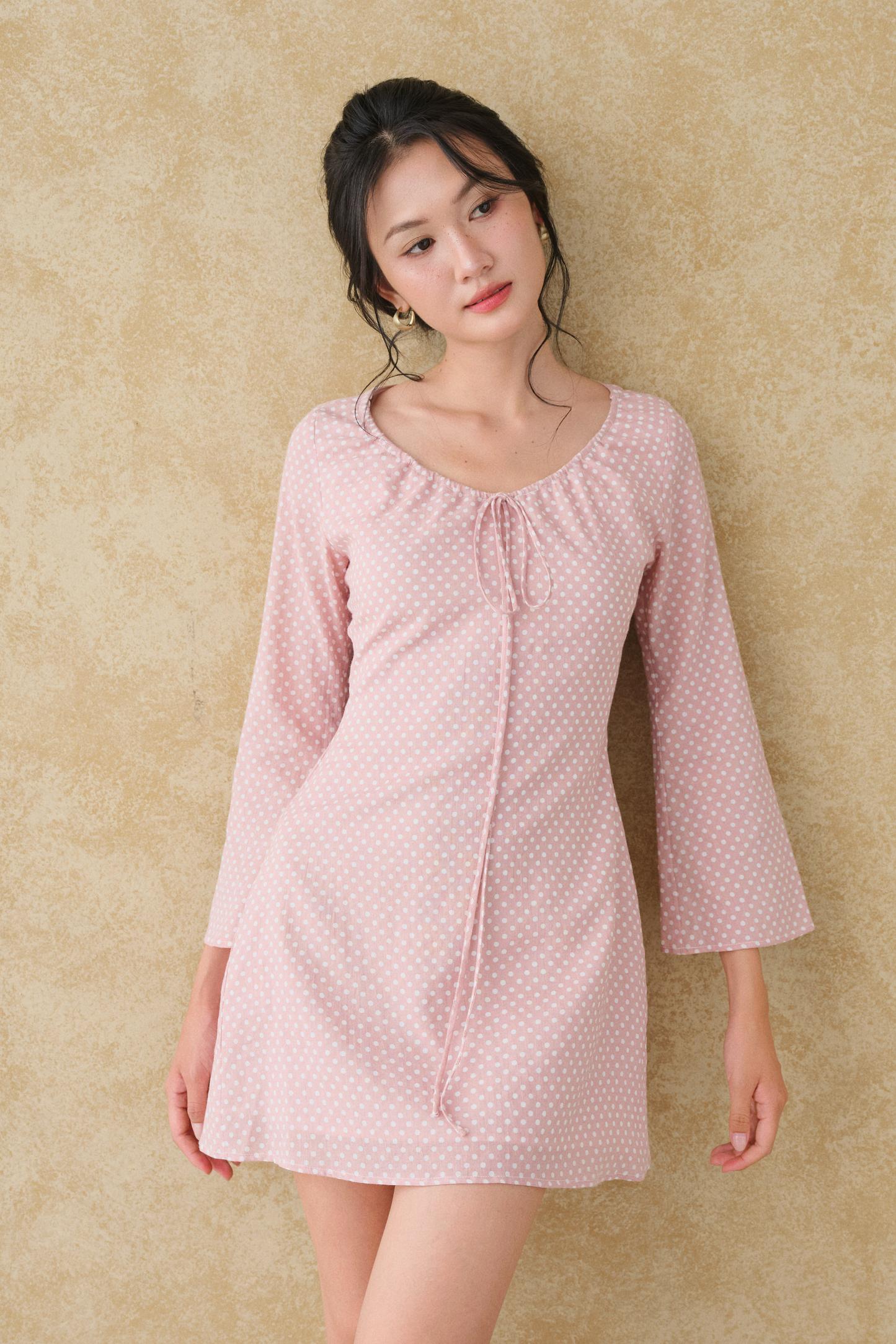 Violet dress in Dusty Rose Polka